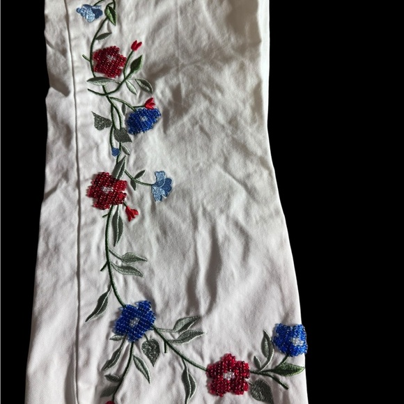 Calvin Klein Woman's White Beaded Crocked Pants Jeans Size 6 Vtg Japan - Picture 11 of 13